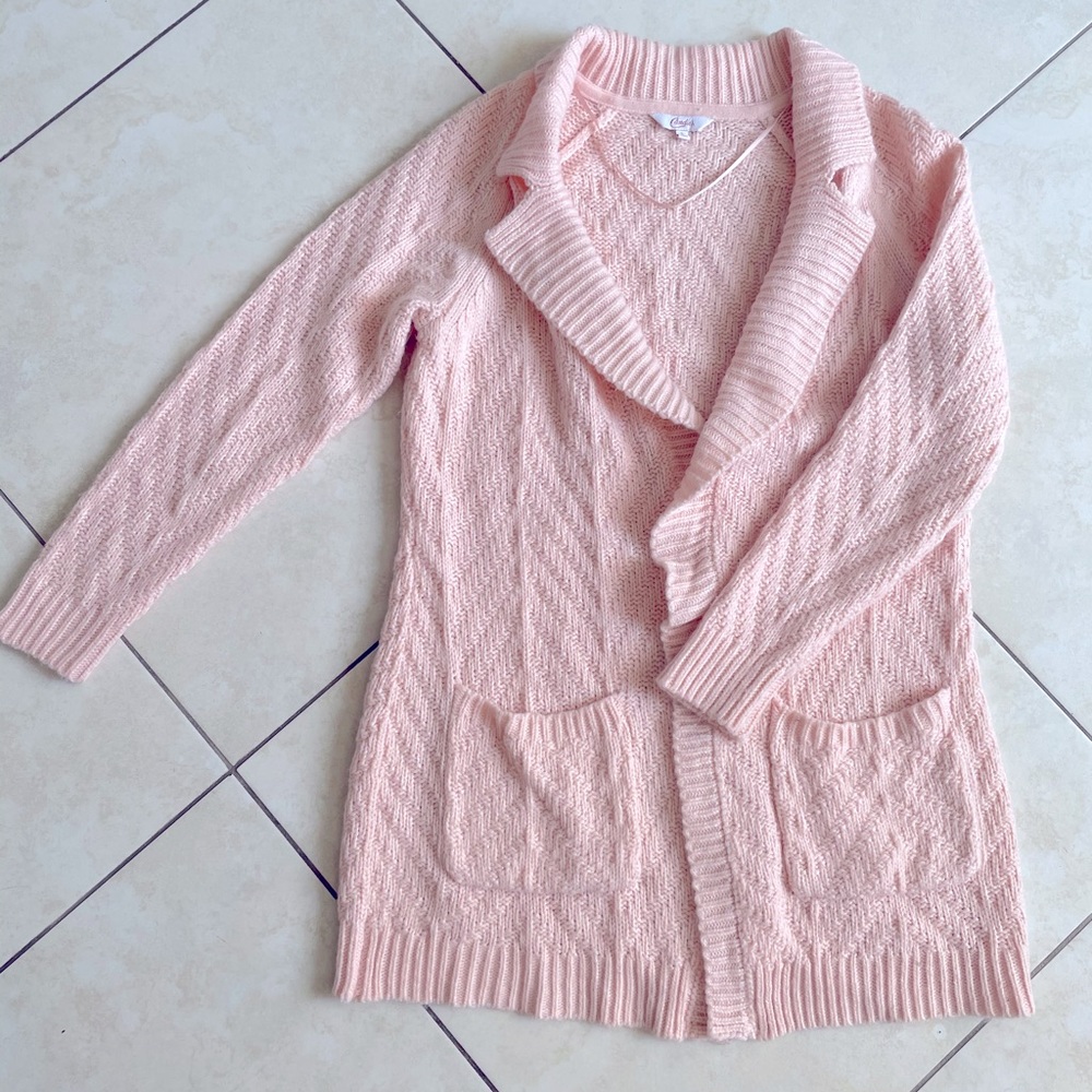 Pink knit cardigan
